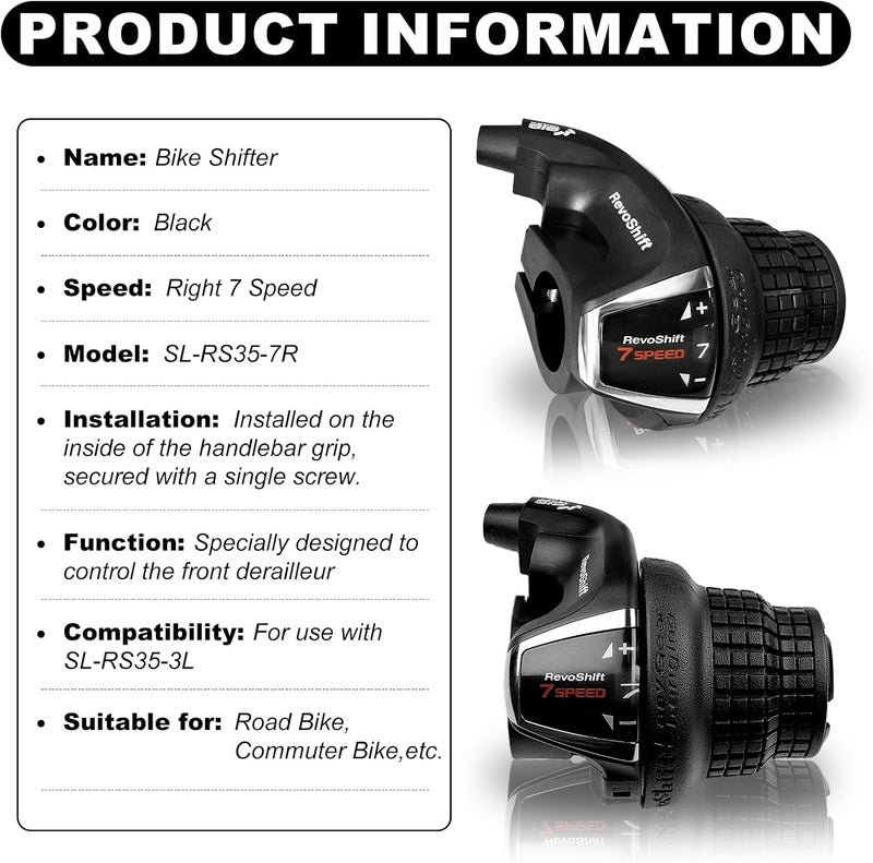 Relwears 7 Speed Right Shift Lever SL-RS35-7R, Bicycle Twist Shifter Lever for Mountain Bike Commuter Bike Folding Bike - Image 2